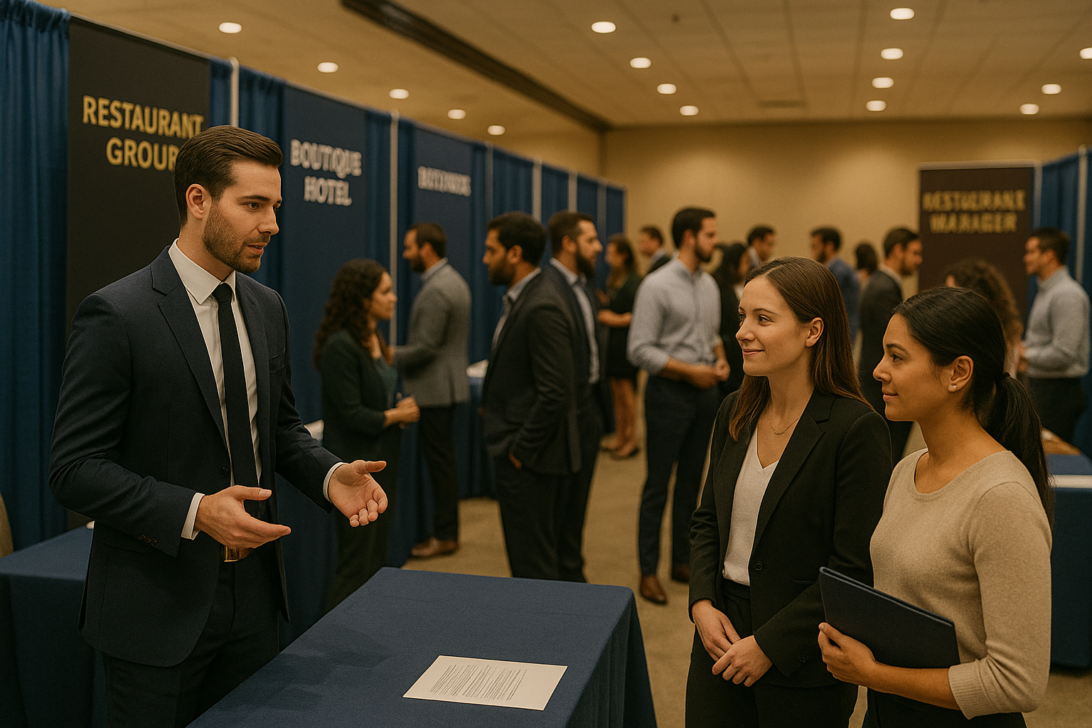 representative talking at job fair